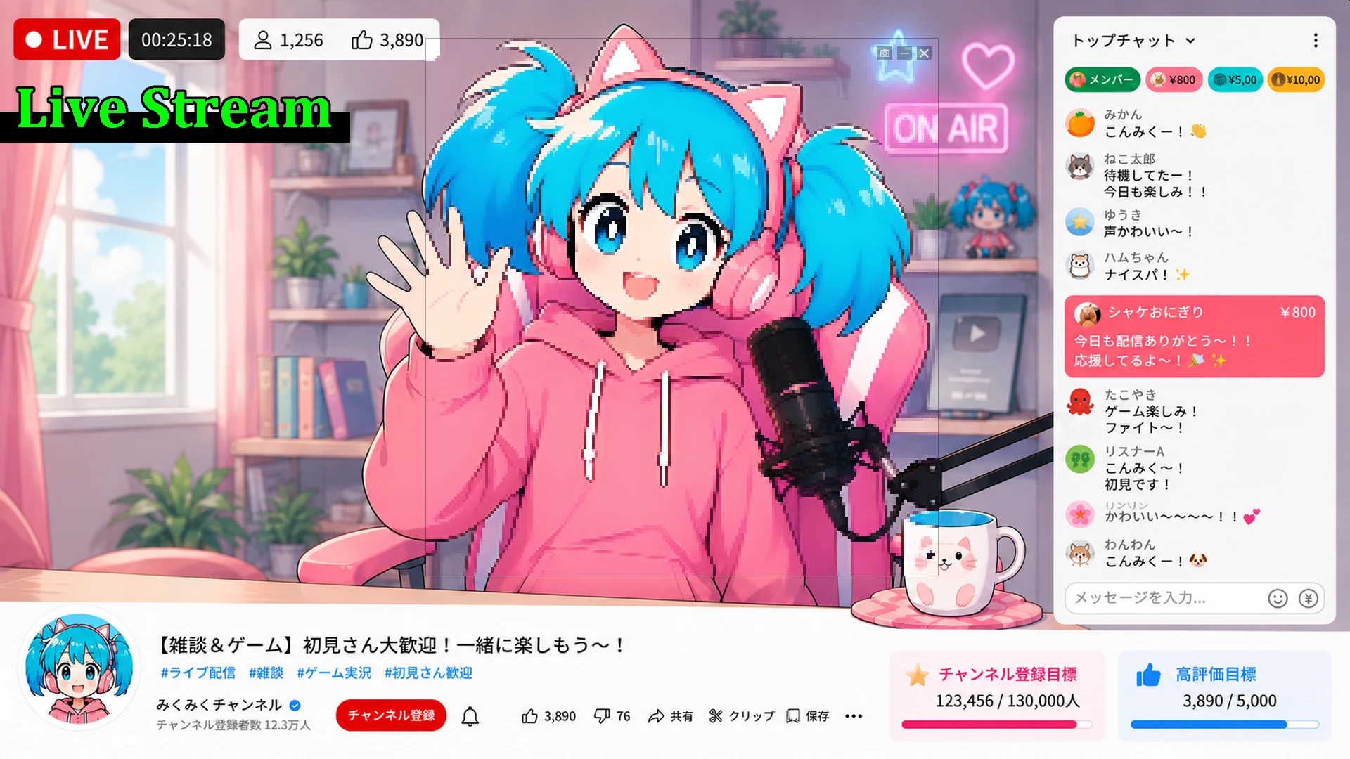 ライブ配信をドット絵化した作例